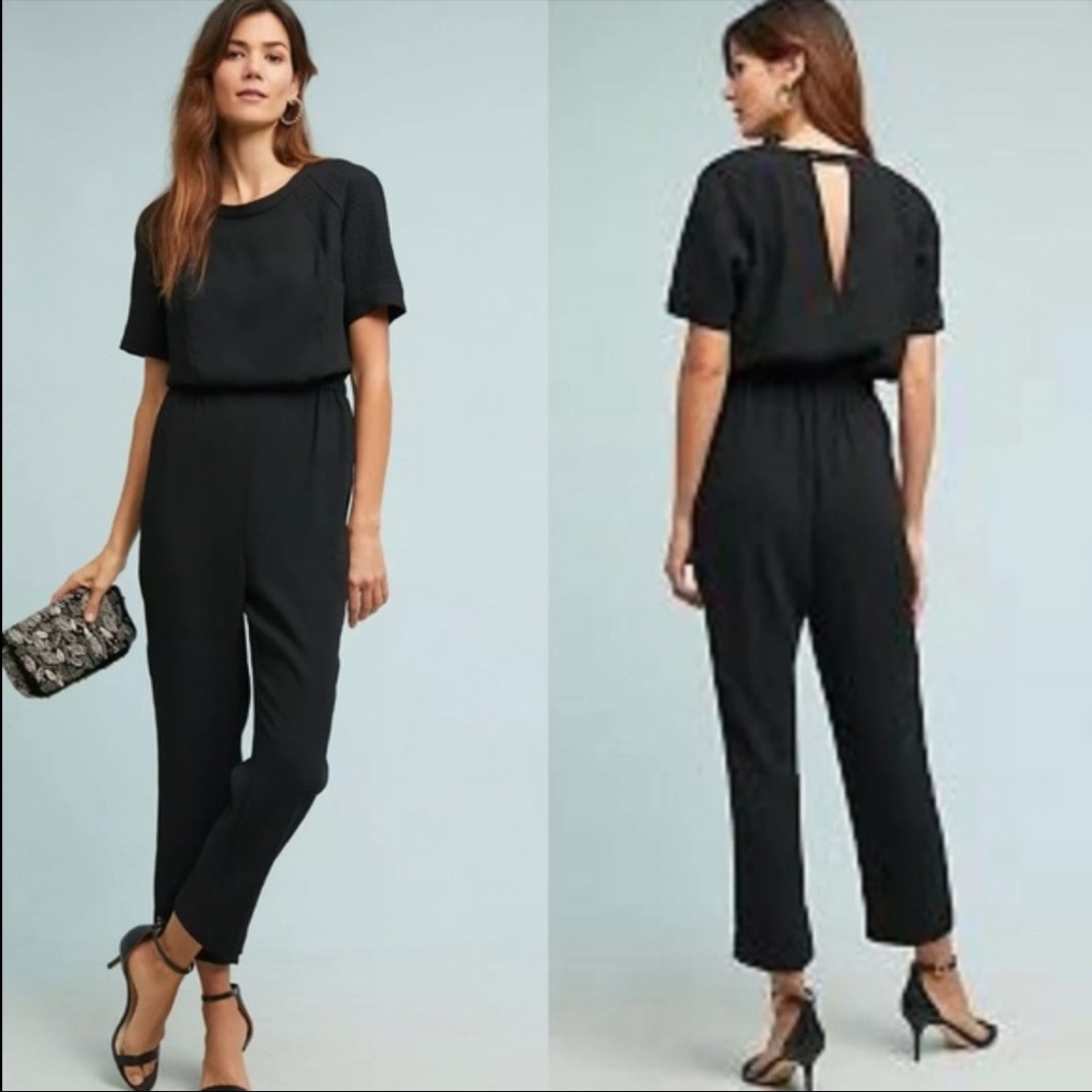 NWT Anthropologie Jumpsuit Allegory Textured Black